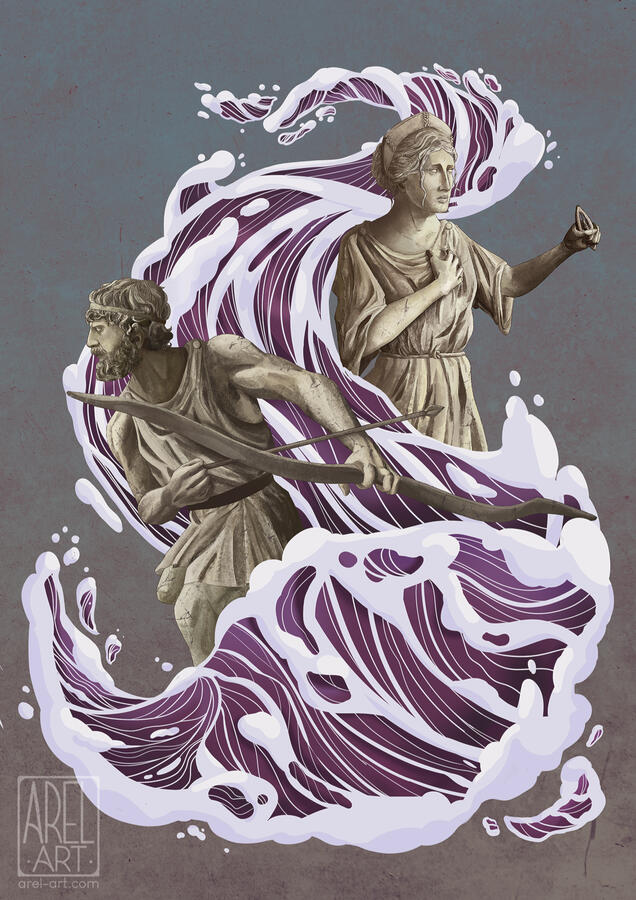 "The Odyssey" character poster, digital painting, 2025.